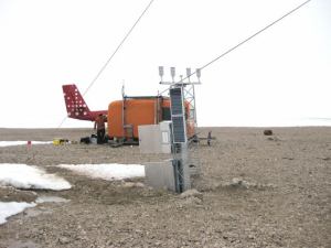 Henrik Krøyer Holm weather station in Northern Greenland. It's very expensive to maintain so it is visited only once every 3 years or so. Like most instruments in Greenland, it is built to be tough. Picture from DMI archive